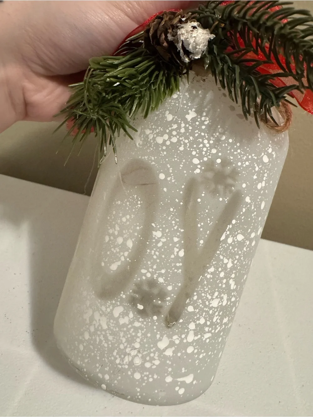 Christmas “JOY” Light-Up Glass Decor Accent